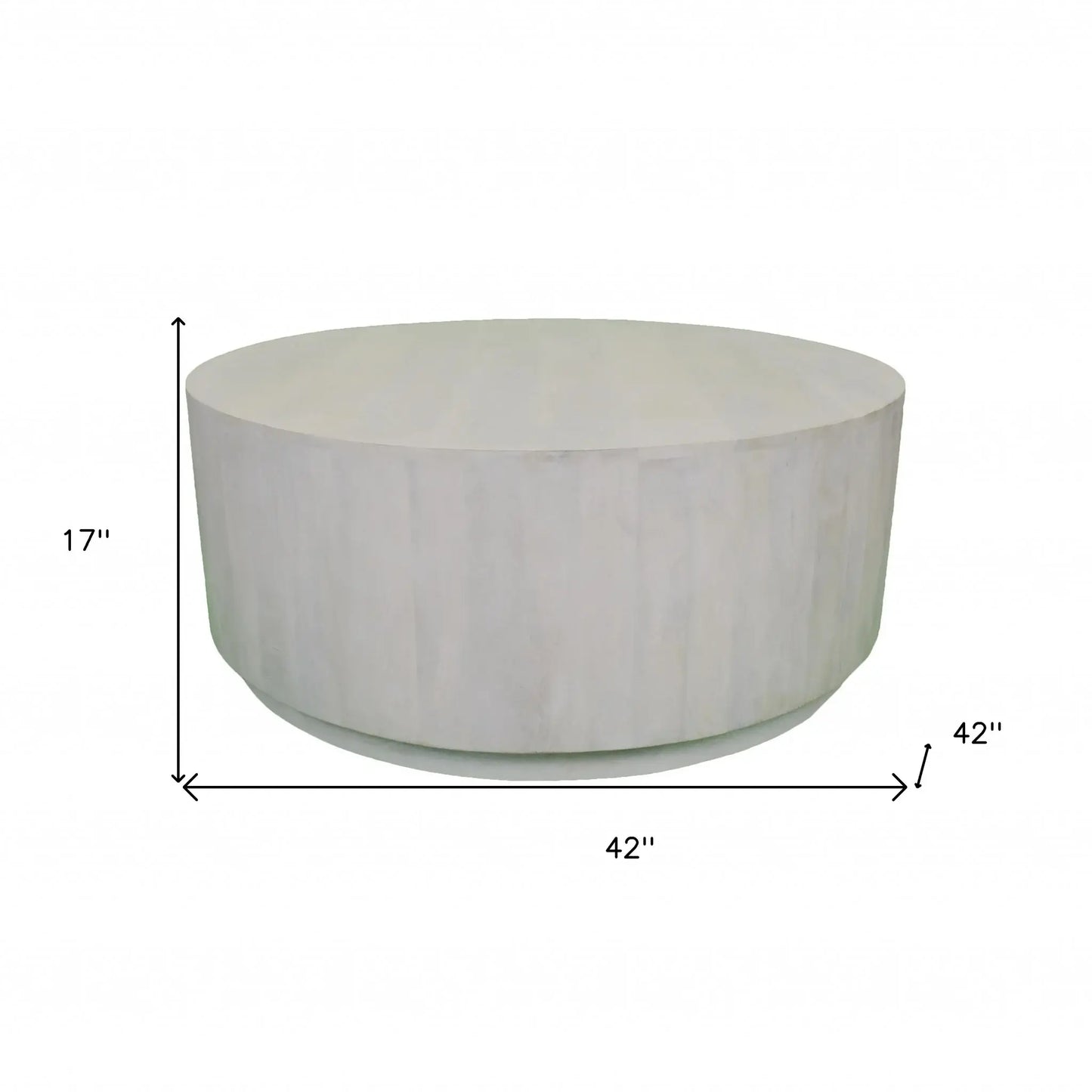 42" Rustic White Solid Wood Round Distressed Coffee Table - Homeroots - Flyclothing LLC