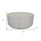 42" Rustic White Solid Wood Round Distressed Coffee Table - Homeroots - Flyclothing LLC