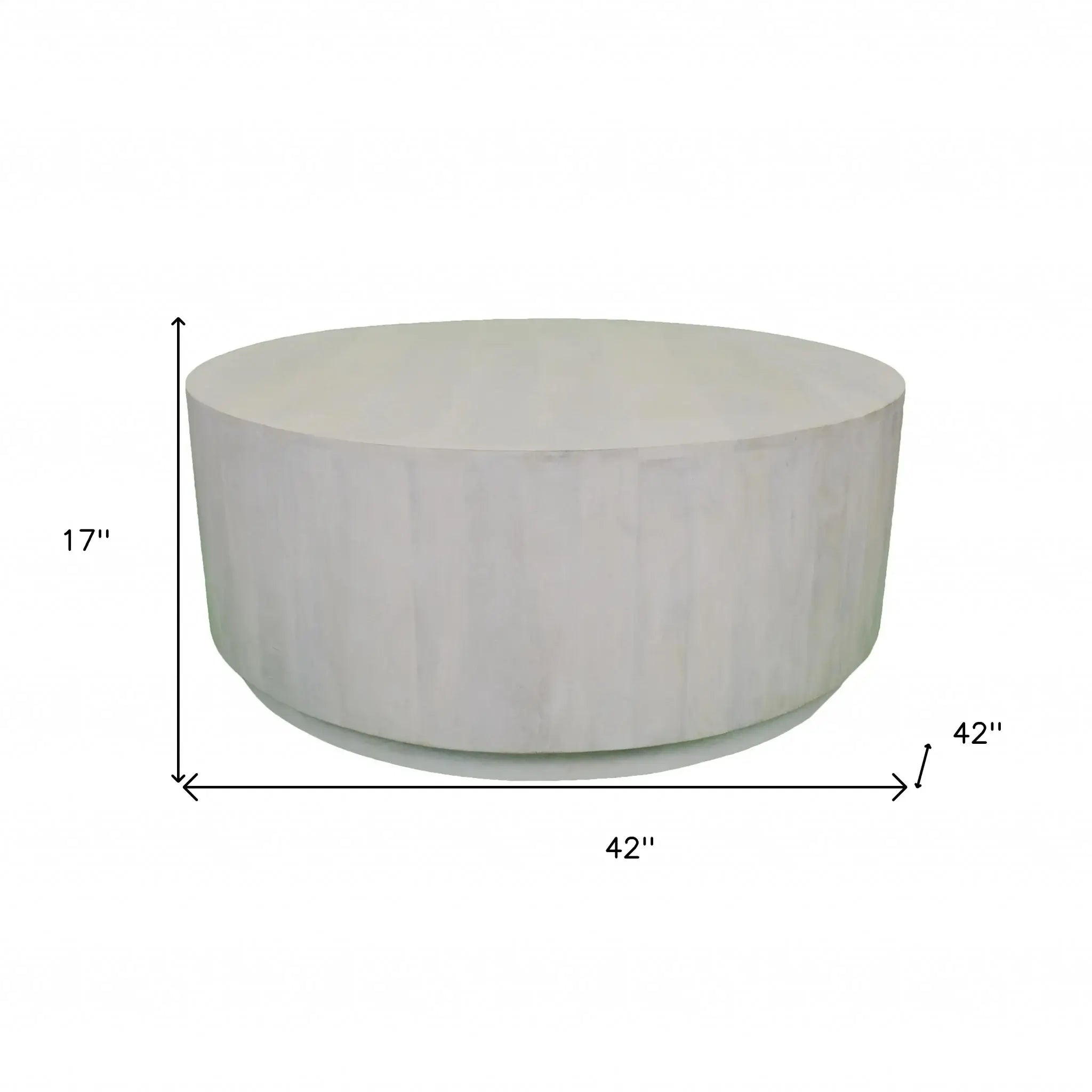 42" Rustic White Solid Wood Round Distressed Coffee Table - Homeroots - Flyclothing LLC