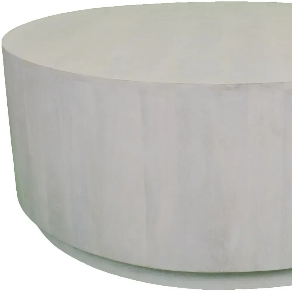 42" Rustic White Solid Wood Round Distressed Coffee Table - Homeroots - Flyclothing LLC