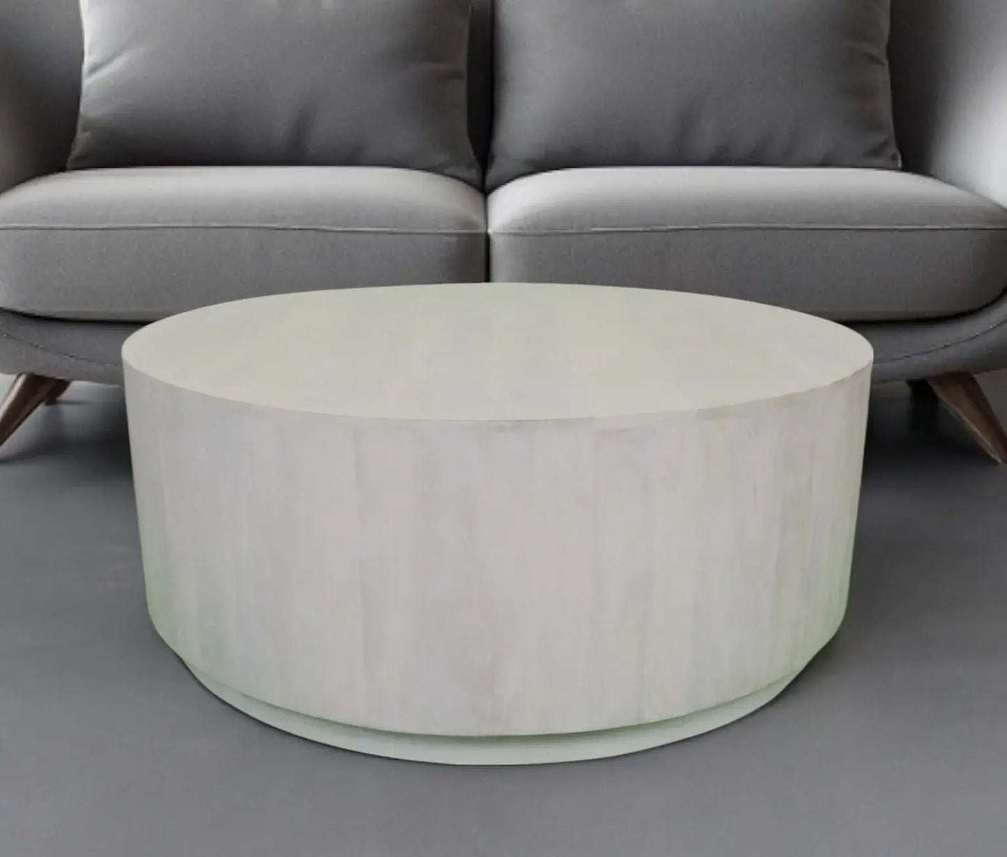 42" Rustic White Solid Wood Round Distressed Coffee Table - Homeroots - Flyclothing LLC