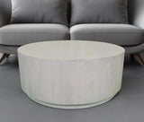 42" Rustic White Solid Wood Round Distressed Coffee Table - Homeroots - Flyclothing LLC
