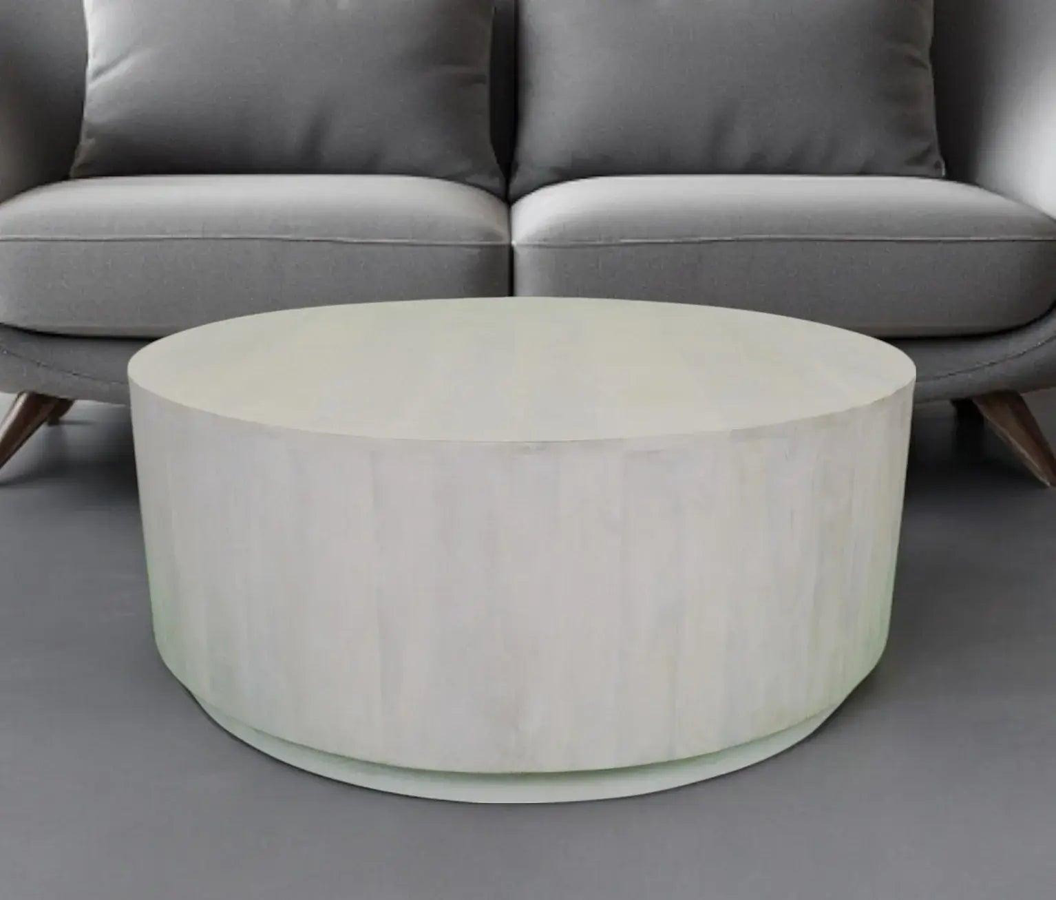 42" Rustic White Solid Wood Round Distressed Coffee Table - Homeroots - Flyclothing LLC