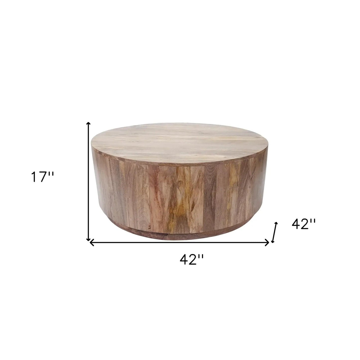 42" Natural Solid Wood Round Coffee Table - Homeroots - Flyclothing LLC