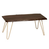 42" Brown And Gold Solid Wood And Iron Coffee Table - Homeroots - Flyclothing LLC