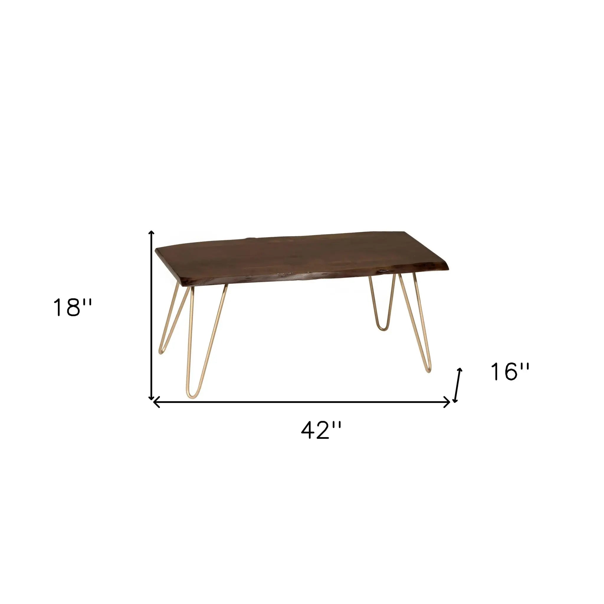 42" Brown And Gold Solid Wood And Iron Coffee Table - Homeroots - Flyclothing LLC