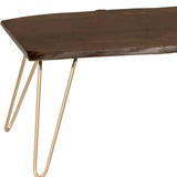 42" Brown And Gold Solid Wood And Iron Coffee Table - Homeroots - Flyclothing LLC