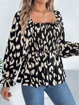 Square Neck Flounce Sleeve Blouse - Trendsi - Flyclothing LLC