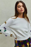 SO ME Mardi Gras Glitter Bow Ribbon Sweater Knit Top - Trendsi - Flyclothing LLC