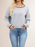 Round Neck Dropped Shoulder Sweater - Trendsi - Flyclothing LLC