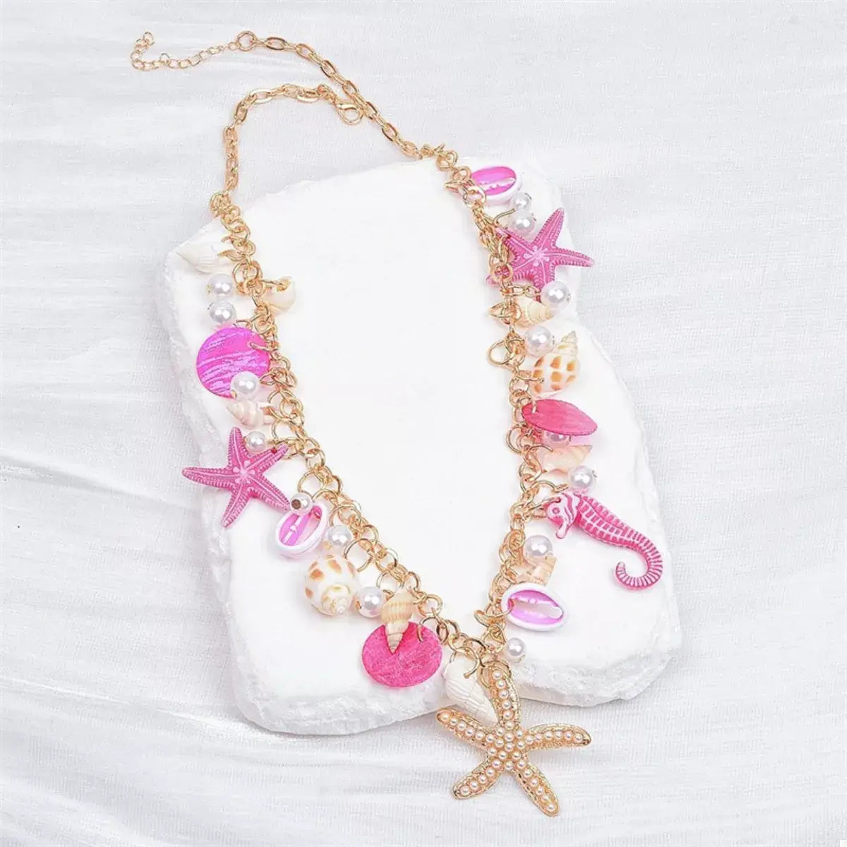 Ocean Charm Shell Starfish Statement Necklace - Trendsi - Flyclothing LLC