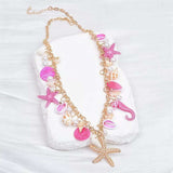 Ocean Charm Shell Starfish Statement Necklace - Trendsi - Flyclothing LLC