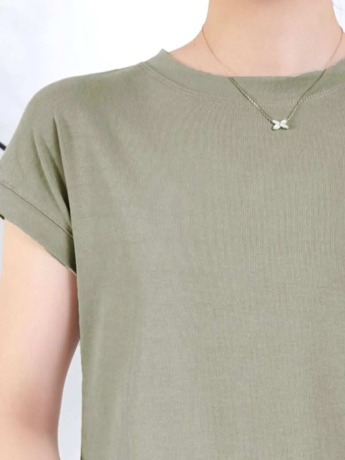 Round Neck Short Sleeve T-Shirt - Trendsi - Flyclothing LLC