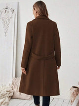 Full Size Elegant Lapel Collar Belted Coat with Pockets Plus Size - Trendsi - Flyclothing LLC