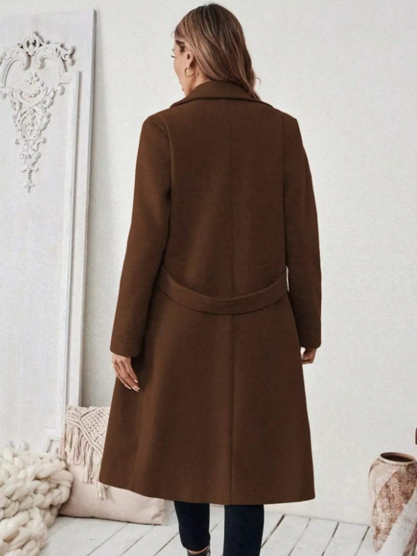 Full Size Elegant Lapel Collar Belted Coat with Pockets Plus Size - Trendsi - Flyclothing LLC