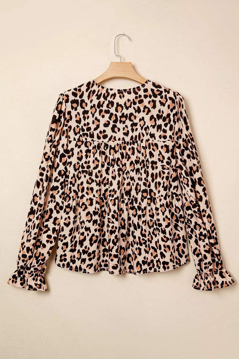 Leopard Print Tie-Neck Blouse - Trendsi - Flyclothing LLC