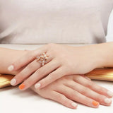 18K Gold-Plated Copper Rhinestone Zircon Flower Ring - Trendsi - Flyclothing LLC