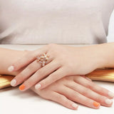 18K Gold-Plated Copper Rhinestone Zircon Flower Ring - Trendsi - Flyclothing LLC