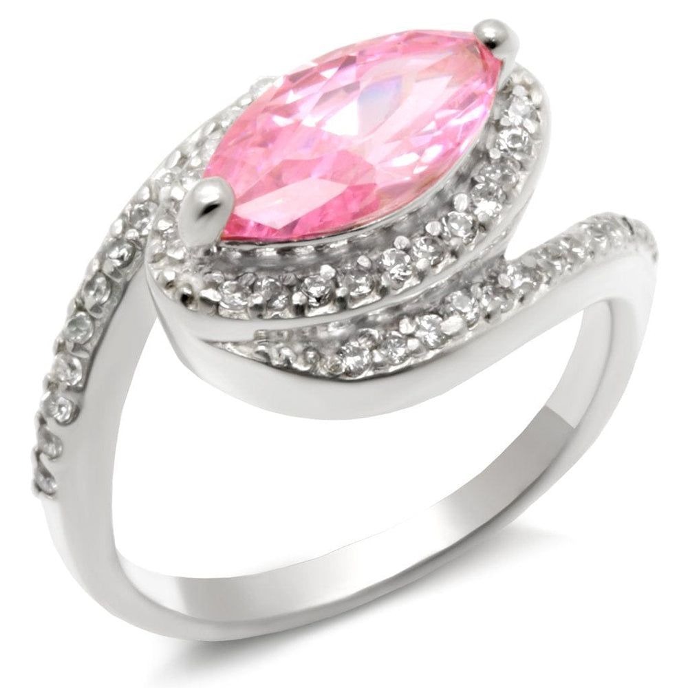 49509 - High-Polished 925 Sterling Silver Ring with AAA Grade CZ  in Rose - Alamode