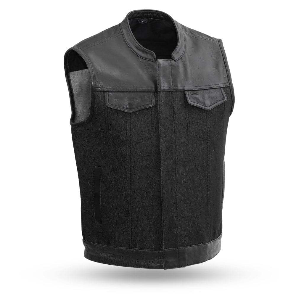 49/51 Men's Denim Motorcycle Vest - First Manufacturing Company - Flyclothing LLC