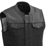49/51 Men's Denim Motorcycle Vest - First Manufacturing Company - Flyclothing LLC
