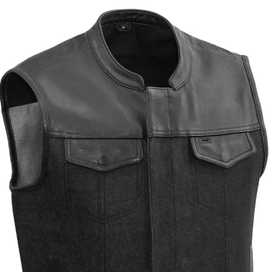 49/51 Men's Denim Motorcycle Vest - First Manufacturing Company - Flyclothing LLC