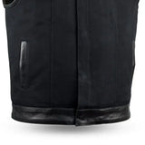 49/51 - No Collar Men's Leather/Canvas Motorcycle Vest - First Manufacturing Company - Flyclothing LLC