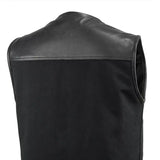 49/51 - No Collar Men's Leather/Canvas Motorcycle Vest - First Manufacturing Company - Flyclothing LLC