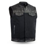 49/51 Vest Motorcycle Leather Canvas Vest - First Manufacturing Company - Flyclothing LLC