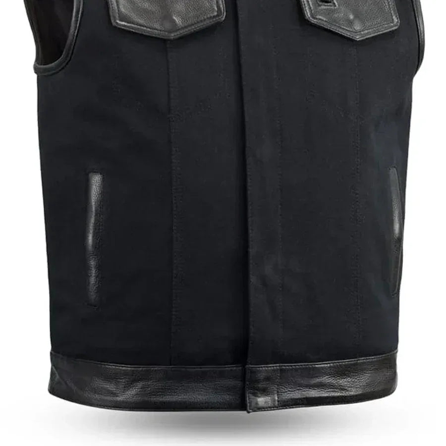 49/51 Vest Motorcycle Leather Canvas Vest - First Manufacturing Company - Flyclothing LLC