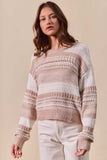 SO ME Variegated Stripe Textured Loose Fit Sweater - Trendsi - Flyclothing LLC
