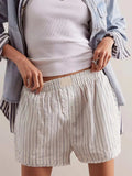 Striped Elastic Waist Shorts - Trendsi - Flyclothing LLC