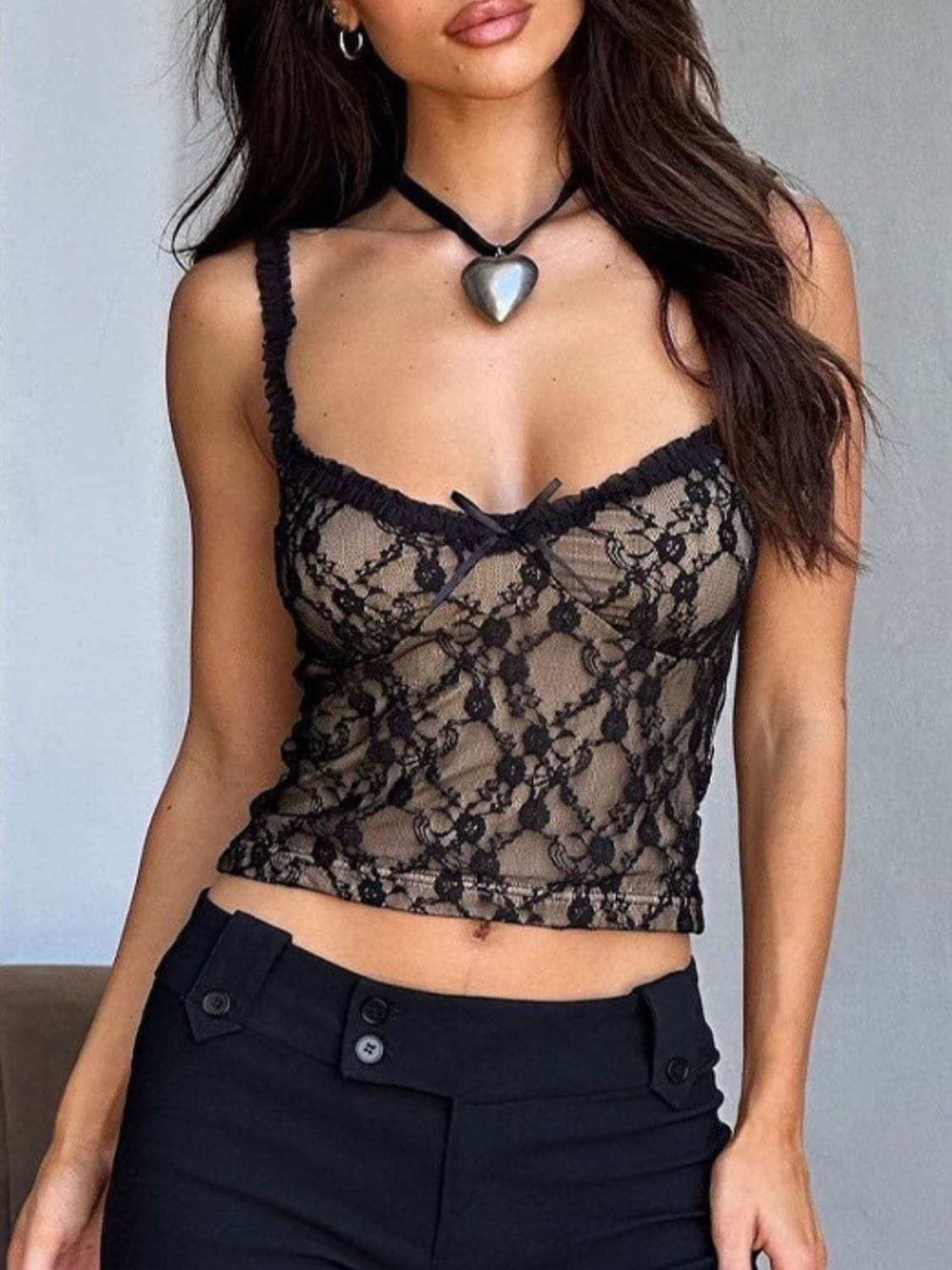 Lace Sweetheart Neck Cami - Trendsi - Flyclothing LLC