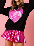 Pearl Trim Round Neck Sweatshirt - Trendsi