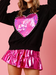 Pearl Trim Round Neck Sweatshirt - Trendsi