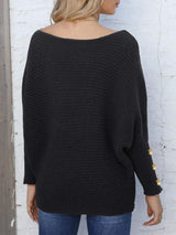 Full Size Boat Neck Long Sleeve Sweater - Trendsi - Flyclothing LLC