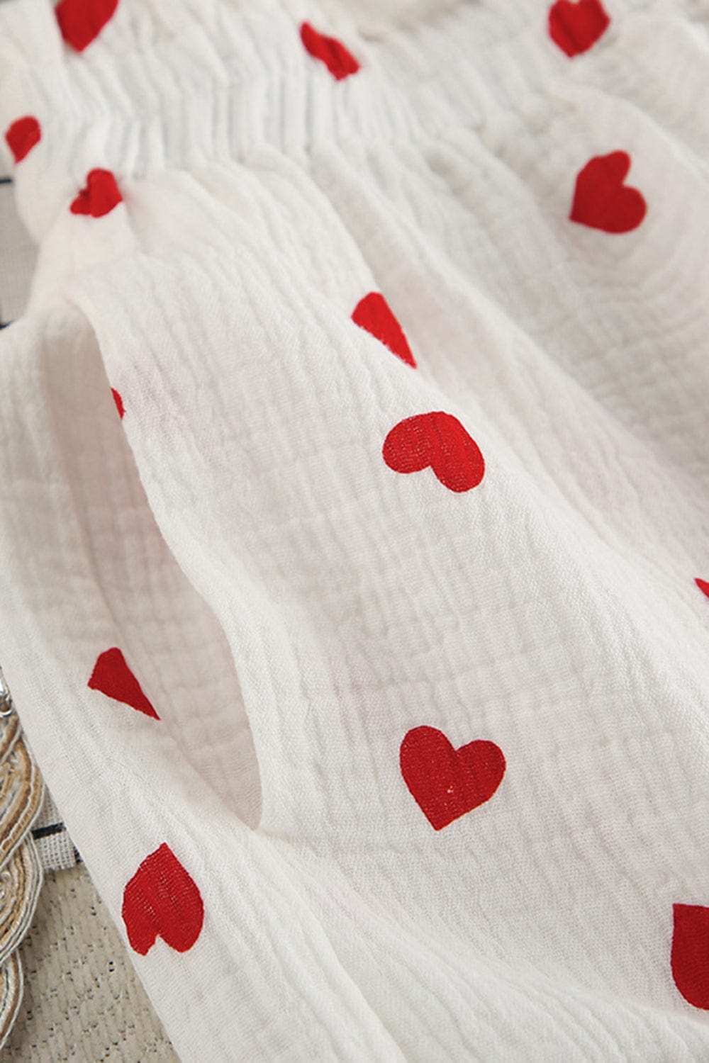 Basic Bae Heart Collared Neck Button Down Top and Shorts Set - Trendsi - Flyclothing LLC