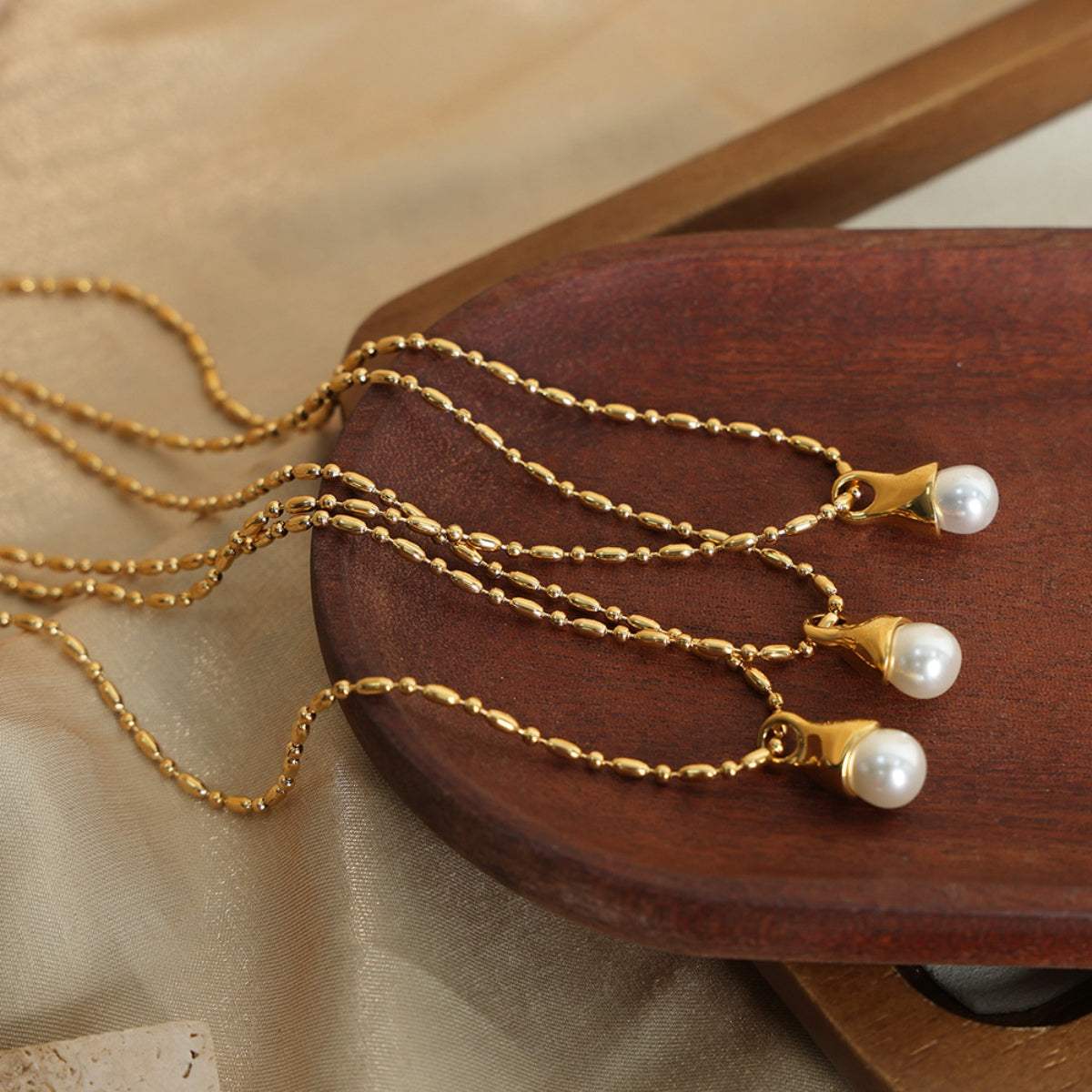 Titanium Steel Pearl Pendant Necklace - Trendsi - Flyclothing LLC