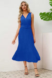 Surplice Sleeveless Midi Pleated Dress - Trendsi