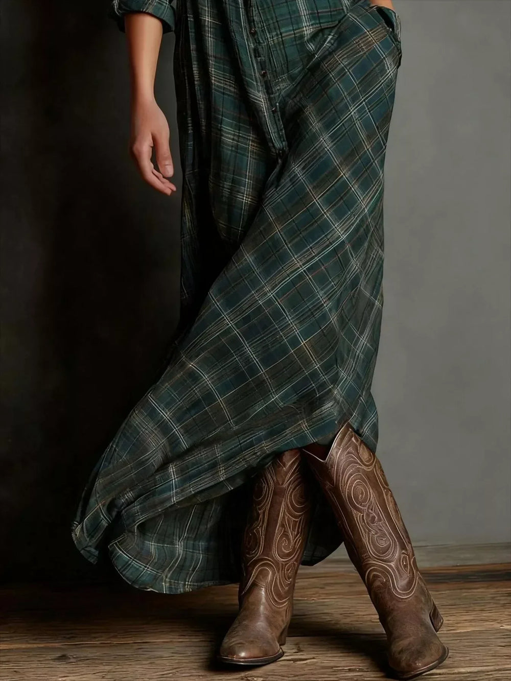 Full Size Plaid Button-Down Maxi Dress Plus Size - Trendsi - Flyclothing LLC