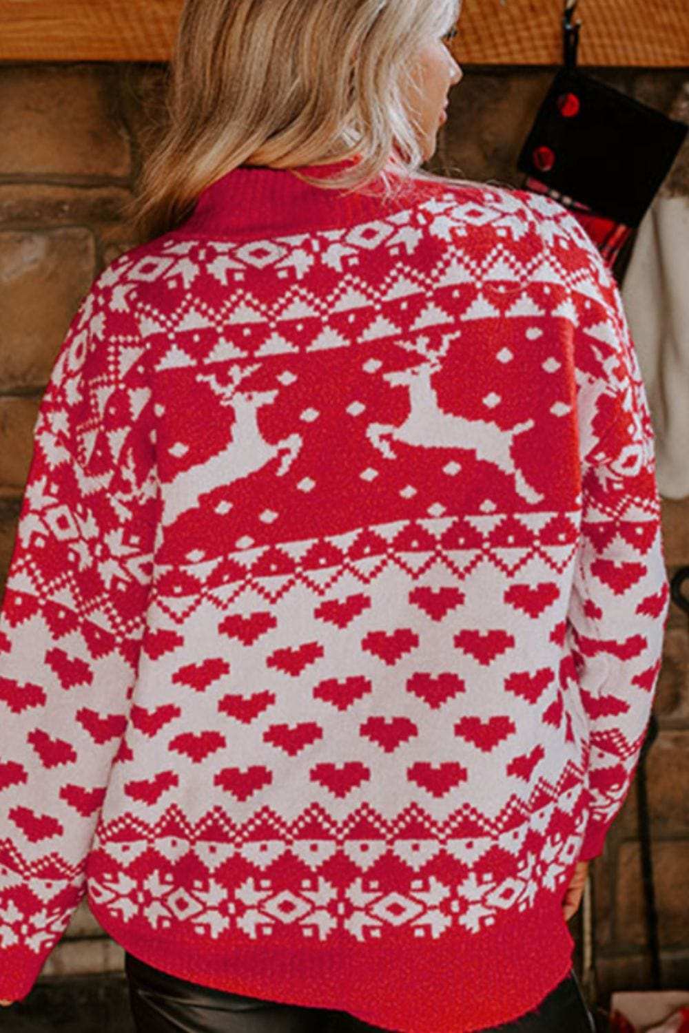 Christmas Element Turtleneck Long Sleeve Sweater - Trendsi - Flyclothing LLC