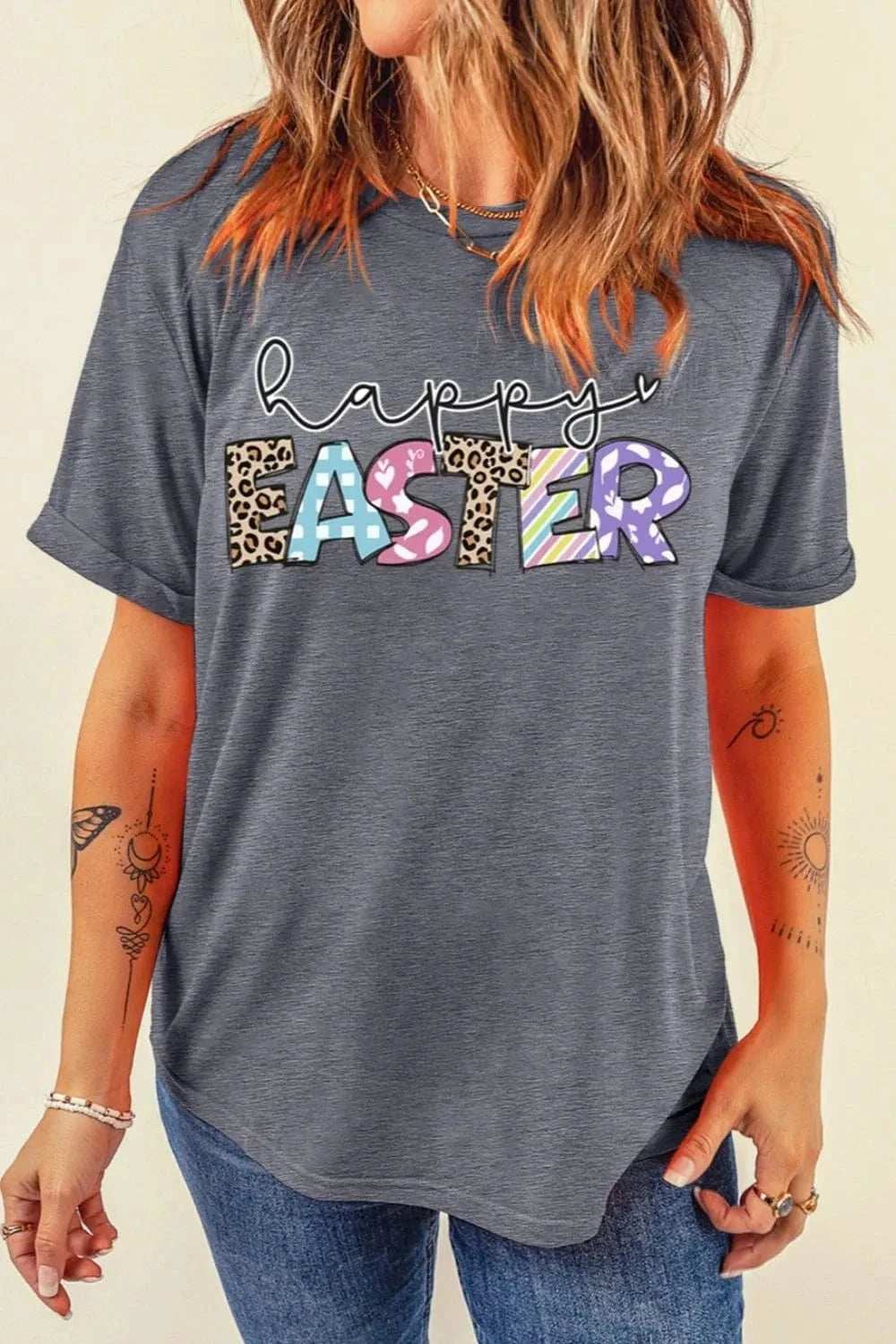 HAPPY EASTER Graphic Short Sleeve T-Shirt - Trendsi - Flyclothing LLC