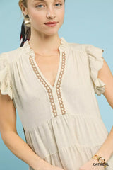 Umgee Linen Tiered Baby Doll Dress - Trendsi - Flyclothing LLC