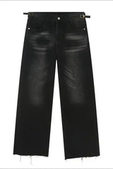 Raw Hem Straight Leg Jeans - Trendsi - Flyclothing LLC