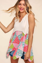 Haptics Full Size Patchwork Shark Bite Color Block Tank - Trendsi - Flyclothing LLC