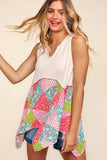 Haptics Full Size Patchwork Shark Bite Color Block Tank - Trendsi - Flyclothing LLC