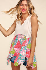 Haptics Full Size Patchwork Shark Bite Color Block Tank - Trendsi
