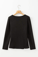 Round Neck Long Sleeve Top - Trendsi - Flyclothing LLC