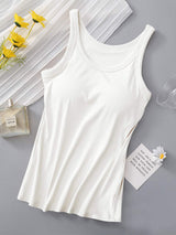 Round Neck Tank with Bra - Trendsi - Flyclothing LLC