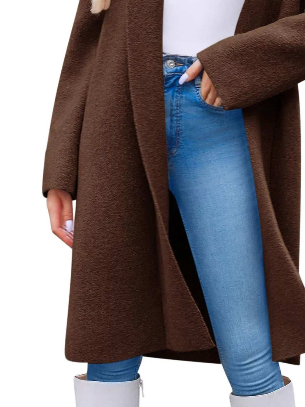 Open Front Longline Coat - Trendsi - Flyclothing LLC